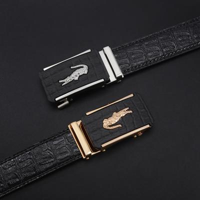 China Comfortable Automatic Crocodile Buckle Belt Wholesale Belts Factory Genuine Leather For Men's Belt Black Business Cow for sale