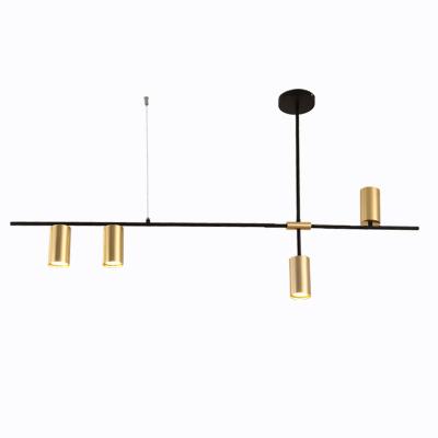 China Modern Simple Nordic Decorative Restaurant Dining Room Long ANG Gold Style Black Color Chandelier With COB Sports Light for sale