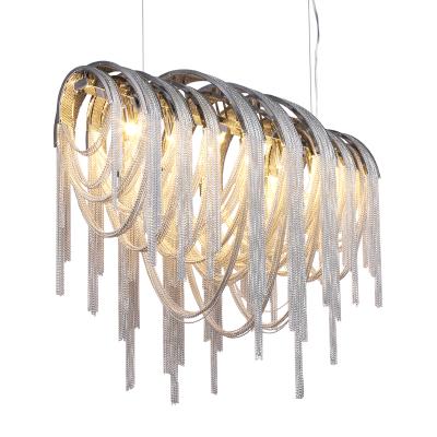 China New Large Modern Decorative Stainless Steel Chain Chandeliers For Dining Room for sale