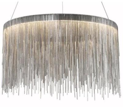 China Art Unique Modern France Romantic Modern Silver Metal Tassel Chain Chandelier for Living Room for sale