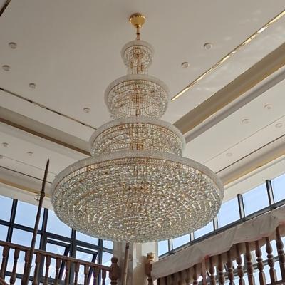 China Large Modern Wholesale Crystal Chandeliers Gold Lamp Luxury Fancy Light For Banquet for sale