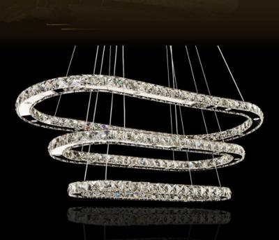 China Modern Decorative Modern K9 Crystal Round Three Rings Led Chandeliers for sale