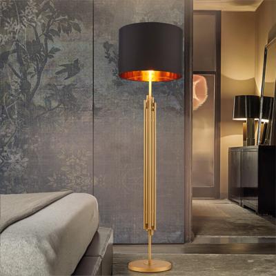 China Vintage Black Gold Modern Luxury Metal Hotel Standing Floor Lamp For Living Room for sale