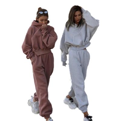 China Anti-pilling Cheap Winter Sweatpants And Hoodie Set Cotton Two Piece Women's Hoodie Set Women Jogging Sweatpants And Hoodie Set for sale