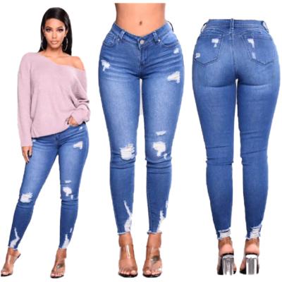 China Fashionable Wholesale High Quality Women Ripped Denim Jeans for sale