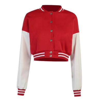 China 2021 Winter Reversible Long Sleeve Coats Custom Women Baseball Jacket Leather Bomber Sleeves Varsity Baseball Jacket for sale