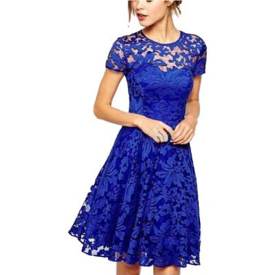 China 2021 New Arrival Women Vestido Short Sleeve Breathable Embroidery Plus Size Dresses Lace Up Cotton Mini Dress for sale