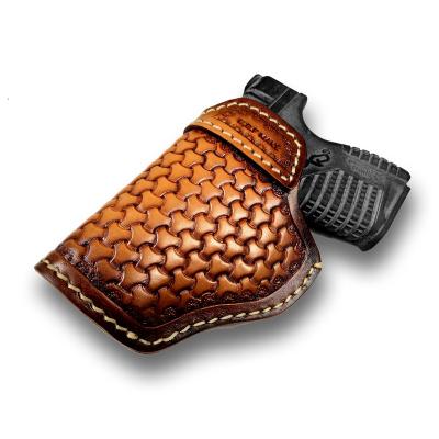 China Pure Gun Holster Vegetable Tanned Cowhide Leather Handmade Pattern For S&W M&P Shield - G17 19 22 23 26 27 32 33 42 43 / Springfield XD-S IWB for sale