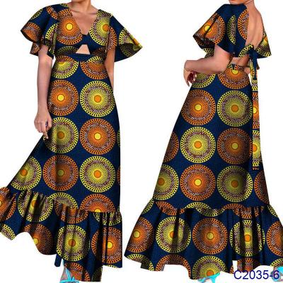 China Breathable Ready For Women Wholesale Fashion Ready Made African Wax Design Dress for sale