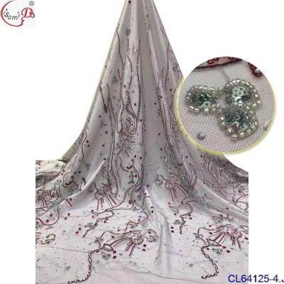 China Wholesale new chowleedee anti-static embroidery sequins tassel luxury fashion lisami lace fabric latest for sale