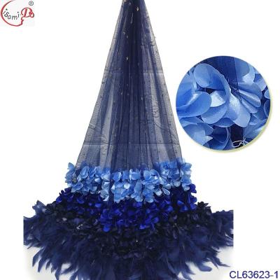 China New Viable French Fashion 3D Lace Design Glitter Tassel Lace Fabric CL63623 for sale