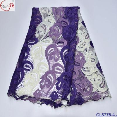 China Memory white, cupuir blue purple gray water soluble hot sale chowleedee cord hot sale colorful Nigeria embroidery lisami lace fabric for sale