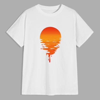 China 2022 New Loose Men's Breathable Sunset Sun Print Short Sleeve T-shirt For Summer for sale