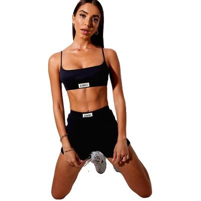 China 2021 Summer Street Rib String Halter Shorts Breathable Set In Europe And America Jogging Suit for sale