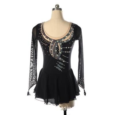 China Breathable Navy Blue Flash Diamond Competition Kids Performance Figure Skating Dance Competitive Dance for sale