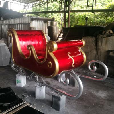 China Chinese Factory Christmas Theme Sculpture Mall Decoration Sleigh And Santa Tall Statue for sale