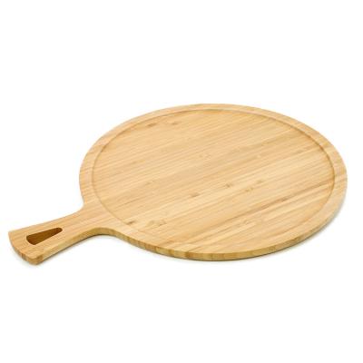 China 2021 New Arrival Products Wholesale Cheese Board Steak Cutting Board Bamboo Stocked Pizza Dish for sale