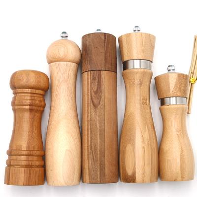 China Good Quality Sustainable Bamboo Wooden Sea Shaker Mill Set Salt And Pepper Grinder for sale