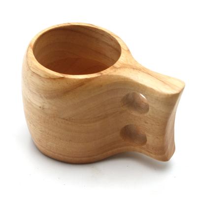 China Sustainable New Design Handmade Tableware Wholesale Kids Say Wide Reusable Drink Water Wooden Lip Cup for sale