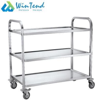 China Kitchens 3 Tier Stainless Steel Beverage Serving Catering Trolley For Restaurant for sale