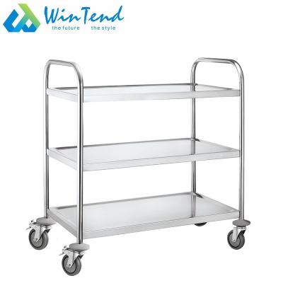 China SS430+SS201 3 Tier Stainless Steel Restaurant Tea and Food Serving Cart Cart for sale