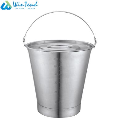 China Stackable Silver Water Color Metal Pail Bucket With Bottom Base For Hotel for sale