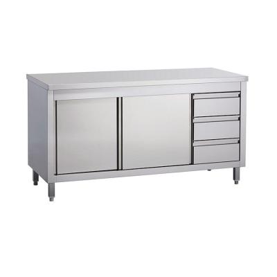 China Kitchens Restaurant Stainless Steel Sliding Doors Storage Cabinet With Drawer for sale