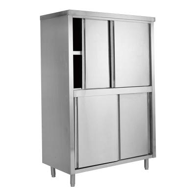 China / Upright Stainless Steel Storage Cabinet Cupboard Desk Counter With Sliding Doors for sale