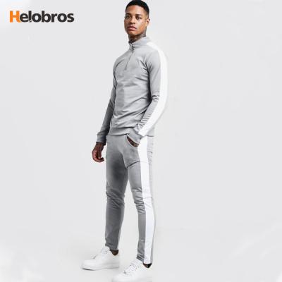 China High Quality Custom Poly Men's Two Piece Set Breathable Slim Fit Stripe Tracksuit With Side Stripe for sale