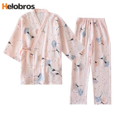 China Wholesale organic women's Japanese style homewear women's sleepwear canvas print pajamas QUICK DRY canvas pajamas for sale