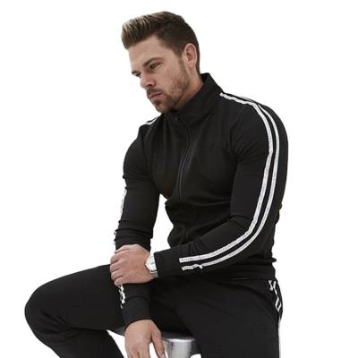 China Polyester Running Casual Cotton Breathable Jogging Sports Training Black Set For Men Two Piece Logo Embroidery Custom Tracksuit for sale