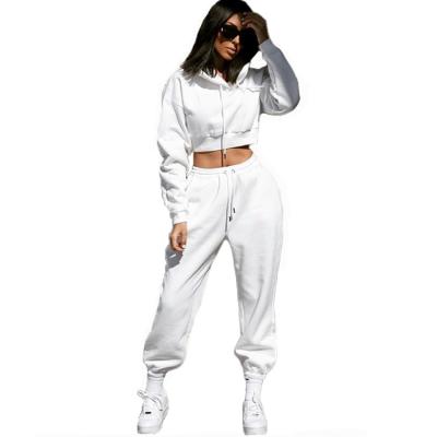 China Breathable Custom Spring Stretching Fashion Pocket Outfits Tech Fleece Spandex No Hood Warm White Overalls For Women Tracksuits for sale