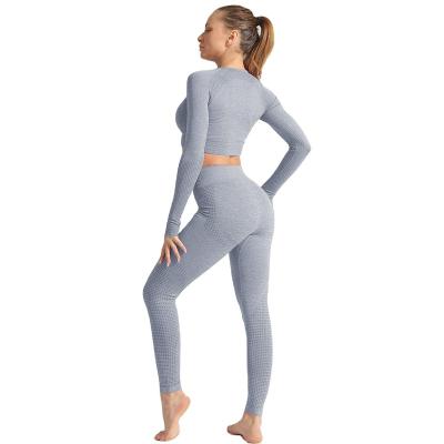 China Breathable Hot Selling 2 Pieces Long Sleeve Pant Suits Yoga Sets Multicolor Plus Size Workout Sport Fitness Wear Women's Seamless Yoga Suits for sale