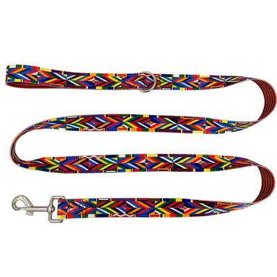 China Custom fashion small and medium classy pet collar rainbow dog polyester personalized outdoor pull with dog rope for sale