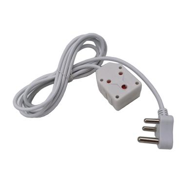 China Indian Home Appliance Extension Cord Male Plug Side By Side To Female Socket for sale