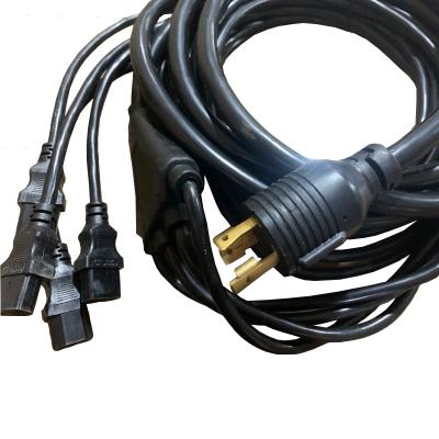 China Home Appliance End NEMA L6-30P Male 4 End IEC C13 Splitter Power Cord for sale