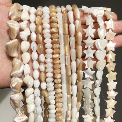 China Making Jewelry Necklace Bracelet Earring Natural White Pearl Shell Beads Tube Rondelle Heart Star Freshwater Shell Beads For Jewelry Making for sale