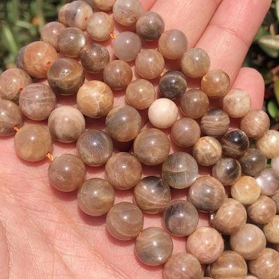 China Making Jewelry Necklace Bracelet Earring 6/8/10MM Smooth Black Sunstone Beads Round Loose Stone Beads For Jewelry Making Diy for sale