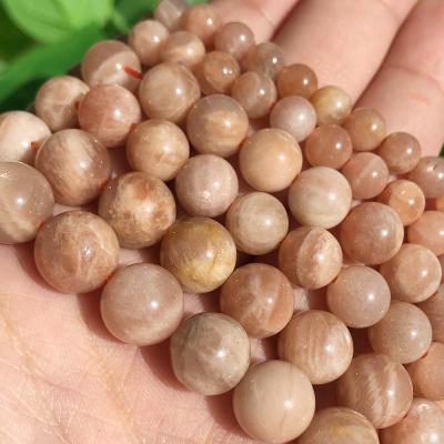 China Making Natural Stone Jewelry Necklace Bracelet Earring Beads 4mm-10mm Round Sunstone Loose Beads For Jewelry Making Diy Bracelet Necklace for sale