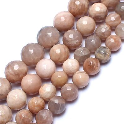 China Making Jewelry Necklace Bracelet Earring 6/8/10/12mm Semi Precious Round Natural Stone Beads Faceted Sunstone Beads For Jewelry Making DIY for sale