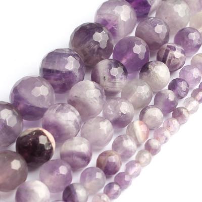 China Wholesale 4/6/8/10/12MM Jewelry Necklace Bracelet Earring Making Natural Faceted Purple Crystal Flower Amethyst Stone Beads For Jewelry Making DIY for sale