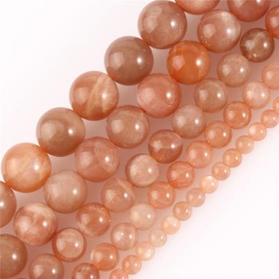 China Making Jewelry Necklace Bracelet Earring High Quality Round 4/6/8/10/12MM A+ Natural Sunstone Stone Loose Bead For Jewelry Making DIY 15