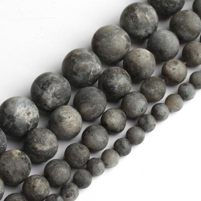 China Jewelry Necklace Bracelet Earring Making 4/6/8/10/12mm High Quality Matte Polish Dull Black Labradorite Stone Beads For Jewelry Making for sale