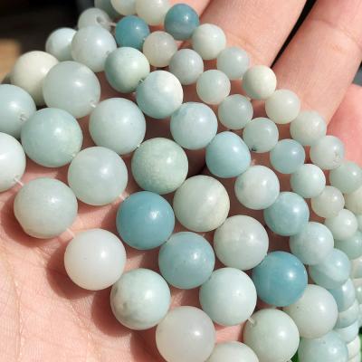 China Semi-precious Stone 4/6/8/10/12MM A+ Natural Amazonite Bead Jewelry Necklace Bracelet Earring Making Around Loose Beads For Jewelry Making for sale