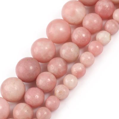 China Making Jewelry Necklace Bracelet Earring Wholesale Smooth 6/8/10mm Round Pink Opal Stone Jewelry Loose Beads For Making DIY Bracelet for sale