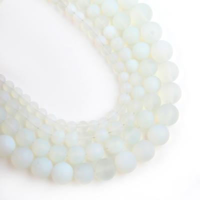 China Wholesale 15 Inch 4/6/8/10/12MM Matte Frosted White Opal Stone Beads Jewelry Necklace Bracelet Earring Making For Jewelry Making for sale