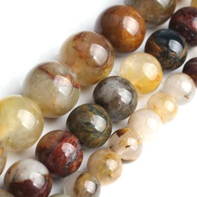 China Jewelry Necklace Bracelet Earring Making 6/8/10MM Natural Yellow Pietersite Stone Around Loose Beads For Jewelry Making DIY Bracelet Necklace for sale