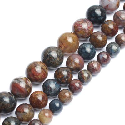 China Stone Round Jewelry Necklace Bracelet Earring Making Wholesale Pietersite Beads Natural Stone Loose Beads For Jewelry Making DIY Bracelet for sale