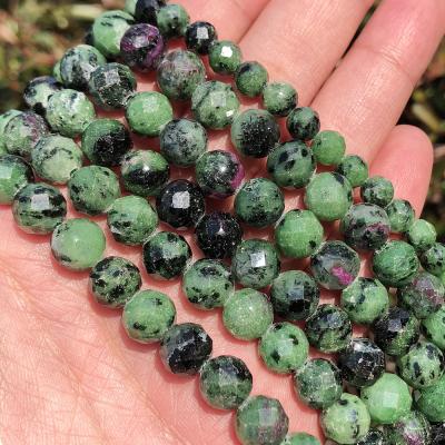 China Making Natural Faceted Green Rubys Zoisite Stone Jewelry Necklace Bracelet Earring Beads 6MM/8MM Loose Spacer Beads For Jewelry Making 7.5