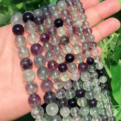 China Wholesale Jewelry Necklace Bracelet Earring Making 6/8/10/12mm A+ Round Colorful Fluorite Stone Loose Beads For Jewelry Making Diy Necklace for sale